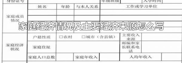 家庭经济情况及主要经济来源怎么写
