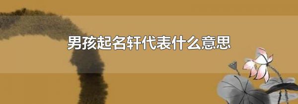 男孩起名轩代表什么意思