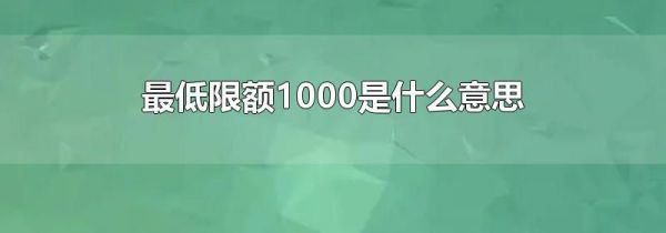 最低限额1000是什么意思