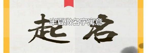 半夏做名字寓意