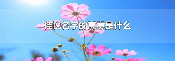 佳悦名字的寓意是什么