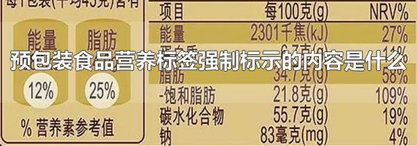 预包装食品营养标签强制标示的内容是什么