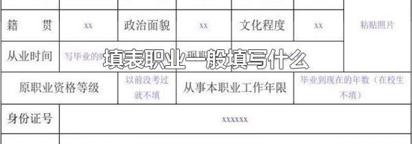 填表职业一般填写什么
