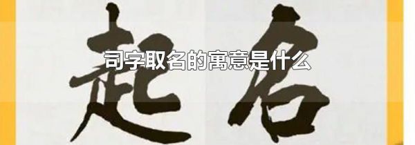 司字取名的寓意是什么