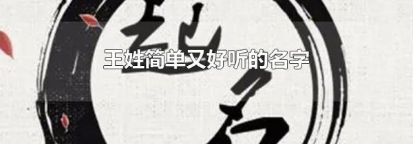 王姓简单又好听的名字