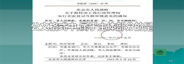 公文格式中,属于主体部分的是