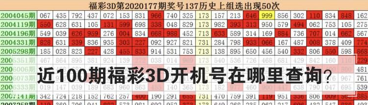 近100期福彩3D开机号在哪里查询？