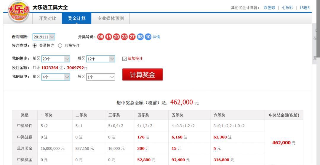 超级大乐透复式投注怎么计算奖金