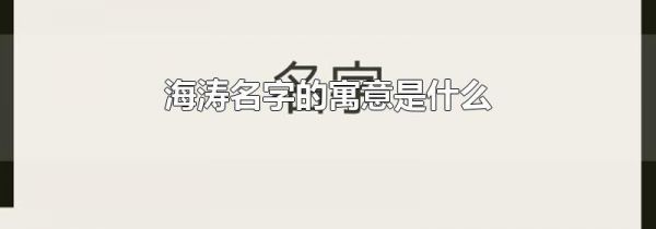 海涛名字的寓意是什么