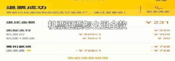 机票退票怎么退全款