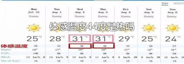 体感温度44度是热吗