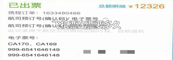 飞机票出票要多久
