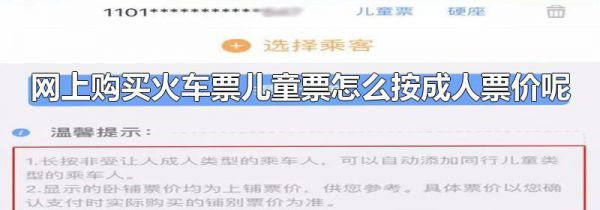 网上购买火车票儿童票怎么按成人票价呢