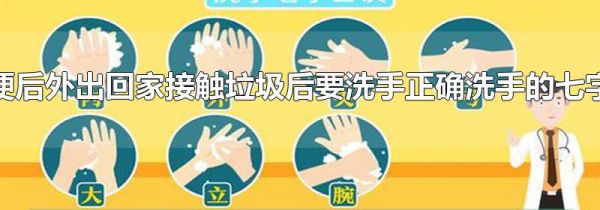 餐前便后外出回家接触垃圾后要洗手正确洗手的