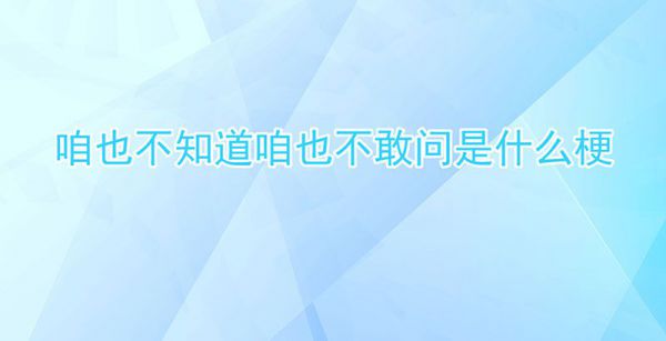 咱也不知道咱也不敢问是什么梗