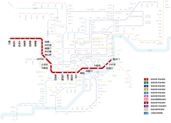重庆地铁1号线经过哪几个区 换乘站点