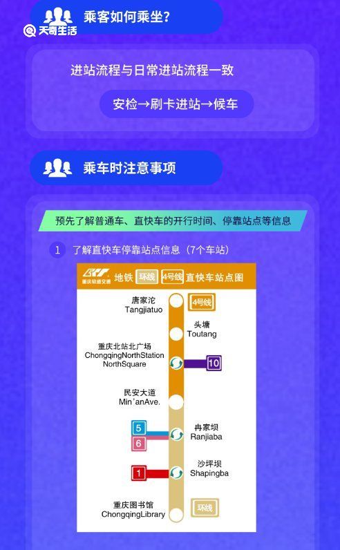 重庆轨道环线4号线互联互通怎么乘坐 重庆轨道环线4号线互联互通怎么乘坐