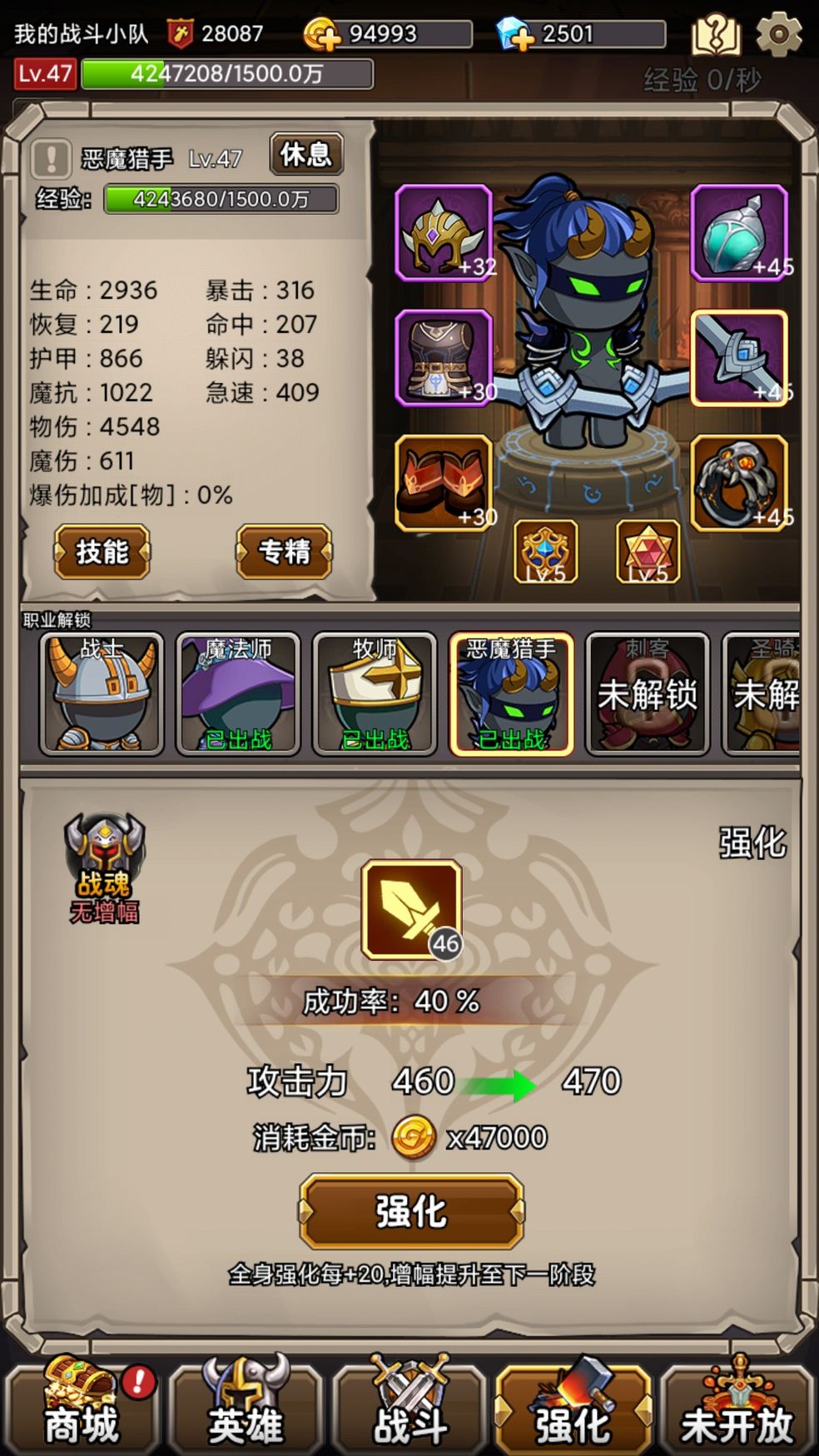 英雄爱挂机全职业属性培养优先级一览