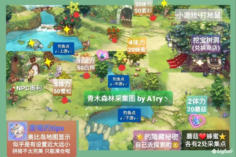 奥比岛梦想国度青木森林采集点分布图