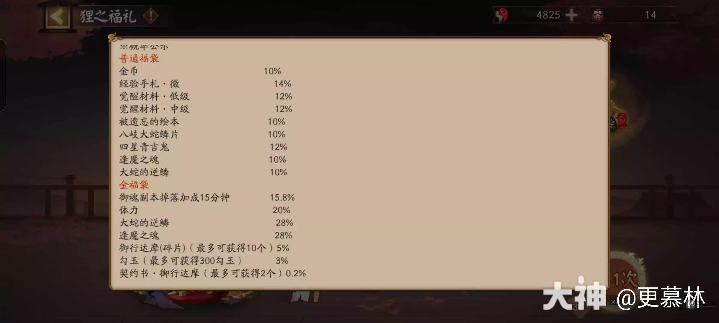 阴阳师狸之福礼金福袋上限多少个