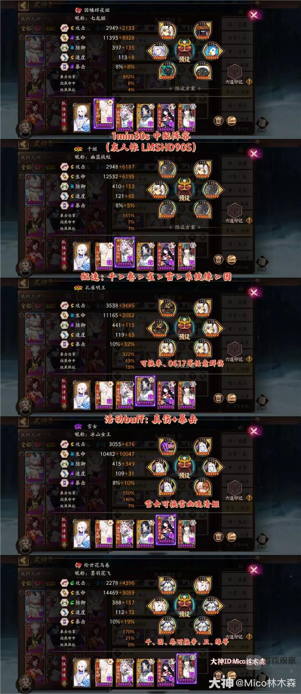 阴阳师缘说物语通关阵容配队一览